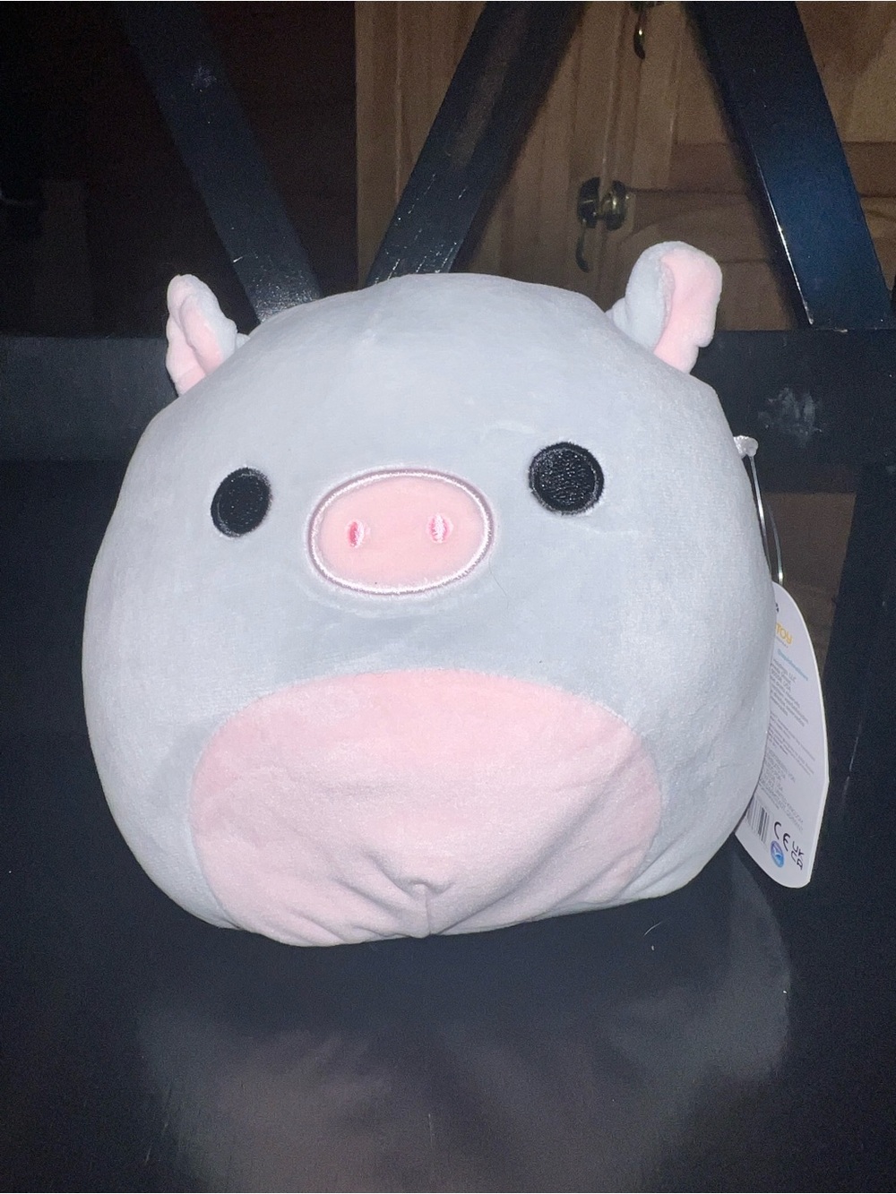 Squishmallows Gray and Pink Plush Pig Kids Bag